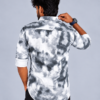 Back View Tie-Dye Shirt Portrait Men’s Grey & White Abstract Printed Cotton Shirt – Full Sleeve