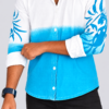 Blue Gradient Tribal Shirt Catalog Portrait Men’s Cyan Phoenix Printed Ombre Shirt – Full Sleeve Casual Shirt
