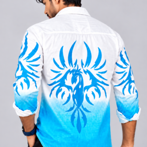 Cyan Phoenix Shirt Portrait Men’s Cyan Phoenix Printed Ombre Shirt – Full Sleeve Casual Shirt