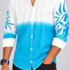 Ombre Turquoise Hooded Shirt Display Men’s Cyan Phoenix Printed Ombre Shirt – Full Sleeve Casual Shirt